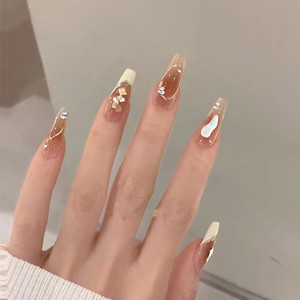 纯手工定制成品穿戴式美甲小红书同款腮红爱心假指甲新娘光疗甲片
