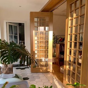 阳台折叠门隔断门吊轨推拉门法式双开门卧室玻璃门书房门移门隔断