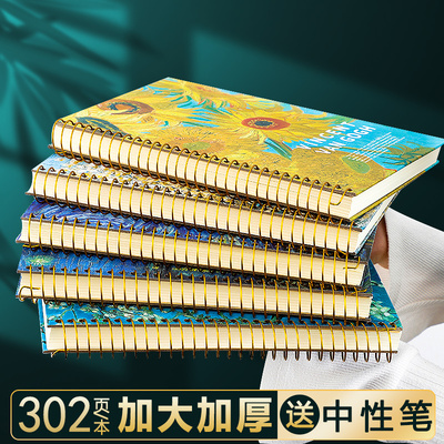 大号线圈本笔记本记录本简约b5记事本加厚16k活页本侧翻硬壳超厚日记本高颜值女生考研初中生2023年新款本子