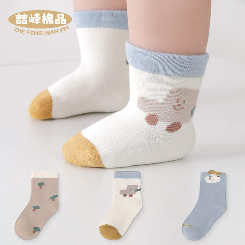 宝宝袜子春季棉袜卡通可爱婴儿袜松口无骨男童袜不勒春秋女童短袜
