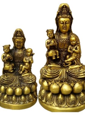 纯铜佛像摆件送子观音