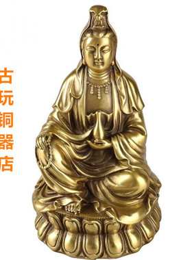 纯铜观音佛像居家摆件