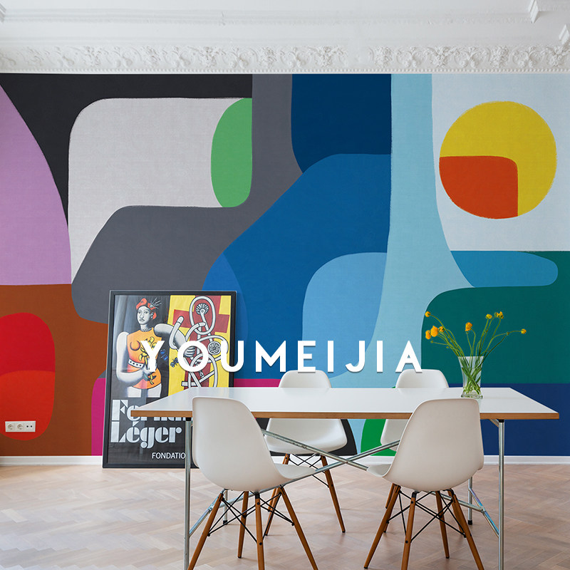 现代简约壁纸抽象彩色卧室沙发背景墙北欧个性客厅影视墙艺术墙布