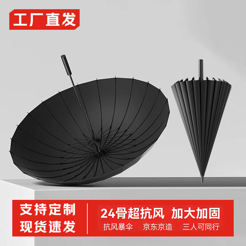 德国精工24骨长柄自动雨伞 男士伞加大加固防风伞加厚商务伞印log