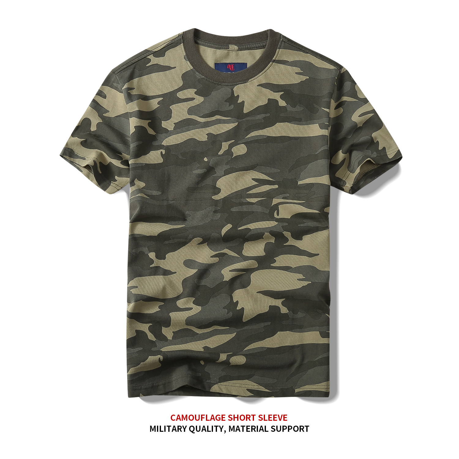 thumbnail for European and American retro wash tide brand summer men's camouflage round neck short-sleeved T-shirt cotton casual loose camouflage clothing