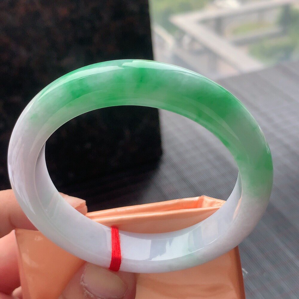 逸之璟缅甸老坑天然a货翡翠冰糯种春彩手镯正圈玉镯子女款