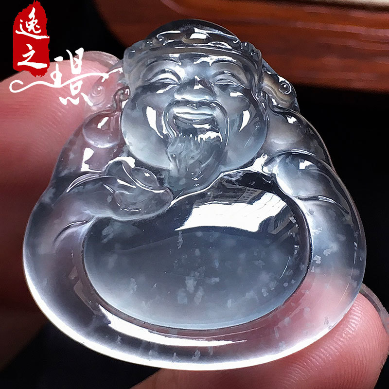 逸之璟天然翡翠冰种财神吊坠