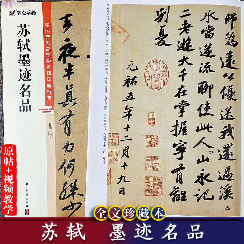 苏轼墨迹名品 中国碑帖高清彩色精印解析本 黄州寒食帖等行书视频教学+原碑帖毛笔书法字帖附简体旁注成人软笔临摹古帖 墨点字帖
