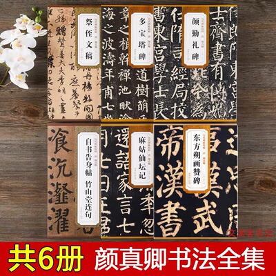 颜真卿毛笔书法字帖全集6本 颜勤礼碑多宝塔碑东方朔画赞祭侄文稿自书告身帖竹山堂连句颜体麻姑仙坛记楷书行书原帖简体旁注练字帖