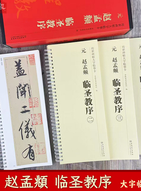 赵孟頫临圣教序 传世碑帖大字临摹卡 全文4册盒装 近距离临摹字卡线圈活页装订 行书放大本毛笔书法练字帖简体注释 安徽美术出版