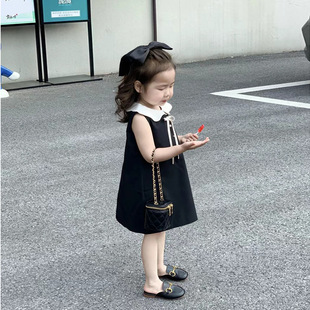 新款 女童連衣裙夏裝 女寶寶娃娃領(lǐng)禮服背心裙小童女孩洋氣公主裙子