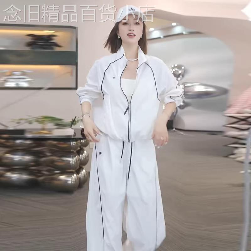 香港代购休闲运动套装女2026夏季新款薄款防晒衫外套阔腿裤两件套