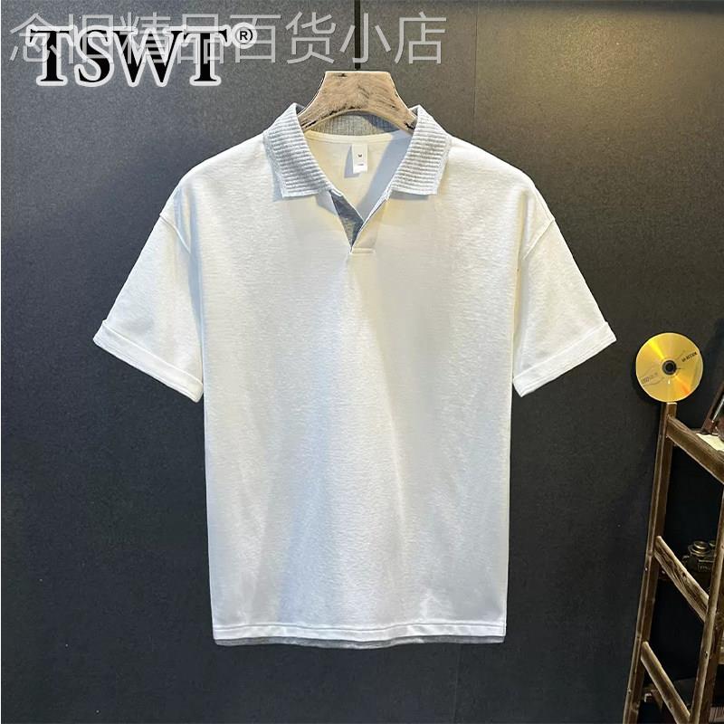 高端白色polo衫男夏季2026新款潮流凉感透气翻领短袖T恤男款上衣