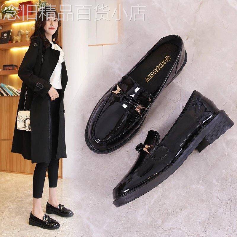 真皮英伦风小皮鞋女夏季2025年新款通勤漆皮乐福鞋平底单鞋豆豆鞋