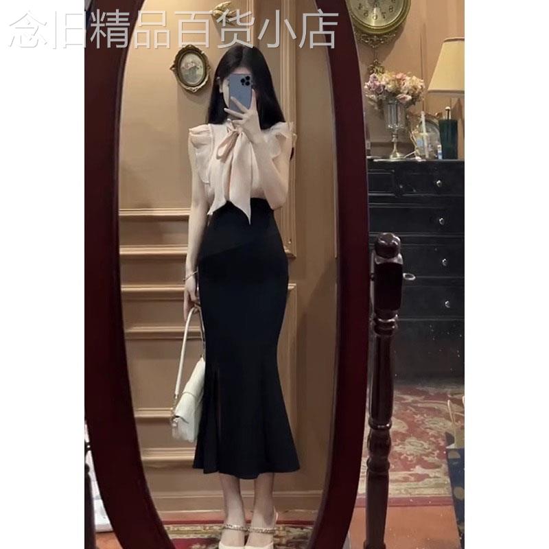 半裙套装女夏季2026新款法式小香风无袖背心鱼尾包臀裙时尚两件套