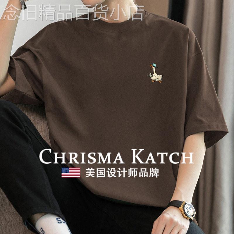 出口美国⭐Chrisma Katch~纯棉短袖圆领上衣宽松夏季印花全棉半袖