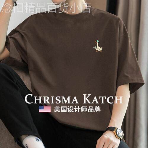 出口美国⭐Chrisma Katch~纯棉短袖圆领上衣宽松夏季印花全棉半袖