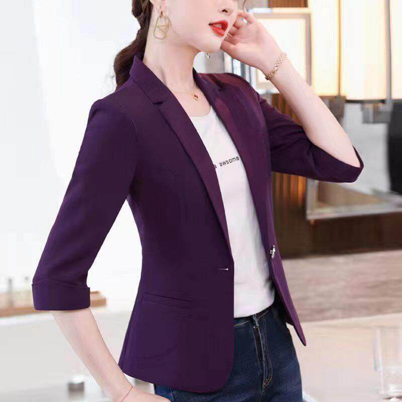 小西装外套女2025新款春夏修身百搭薄款女士中袖长袖短款休闲西服