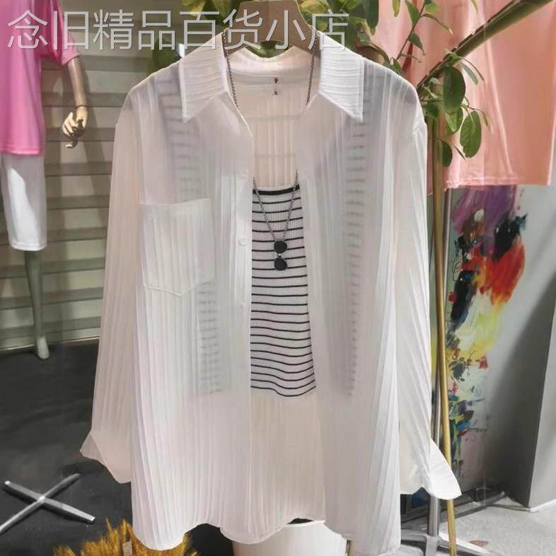 白色衬衫女长袖夏季薄款2026新款高级设计感小众防晒衬衣外套上衣