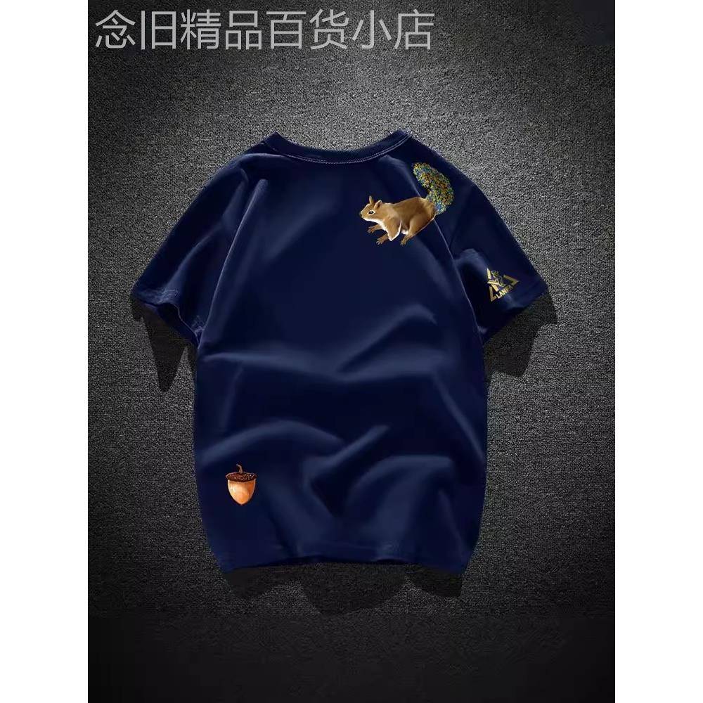 香港潮牌法国公鸡短袖t恤男士2026新款夏季纯棉松鼠印花上衣半袖