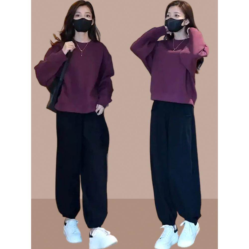 欧洲站时尚套装女减龄2025年秋季新款卫衣大码休闲时髦洋气两件套