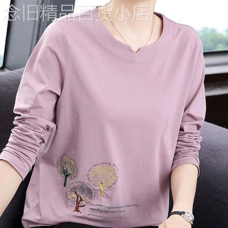 韩国长袖T恤女妈妈春秋装2026新款秋衣外穿洋派上衣中老年打底衫