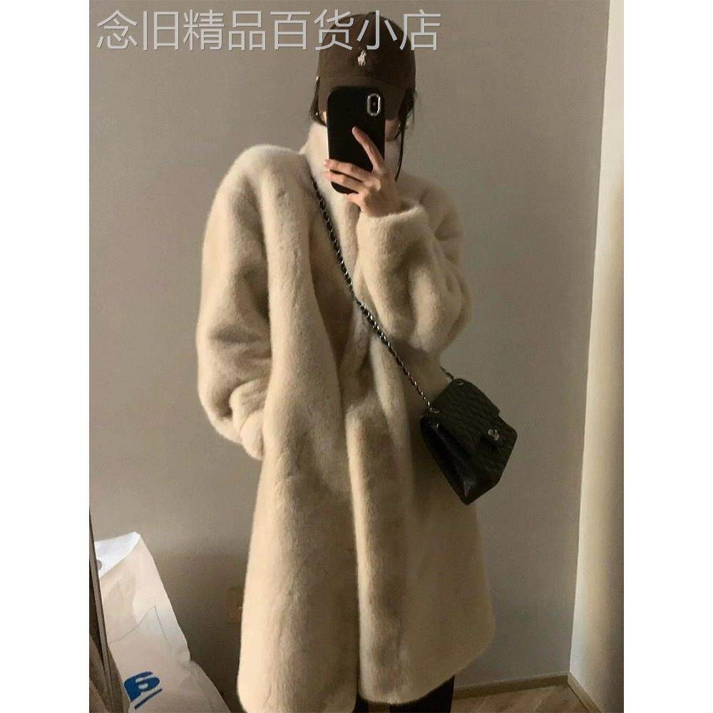 欧洲站2025年冬季新款水貂绒皮羊毛一体皮草中长款外套女加厚大衣
