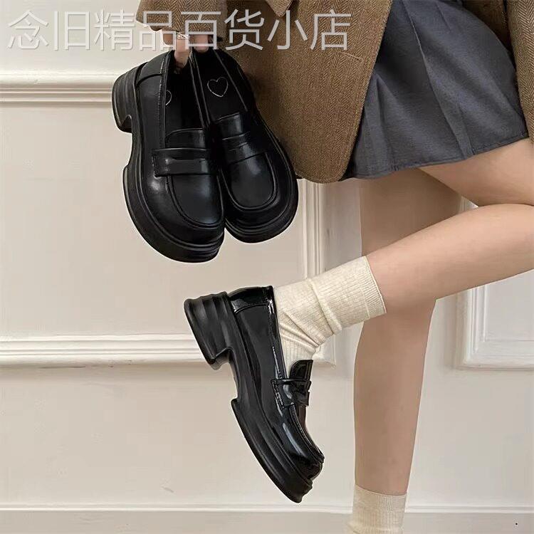 真皮圆头厚底单鞋女2025春秋新款韩版学院风小皮鞋百搭英伦乐福鞋