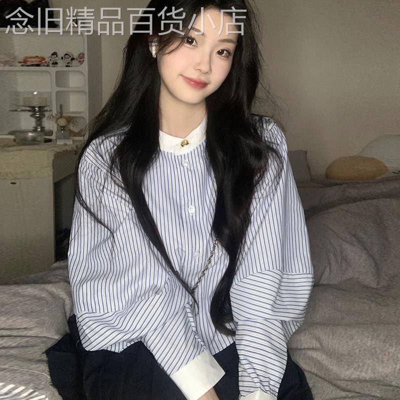 法式防晒长袖条纹衬衫女2026春季新款设计感高级小众独特别致上衣