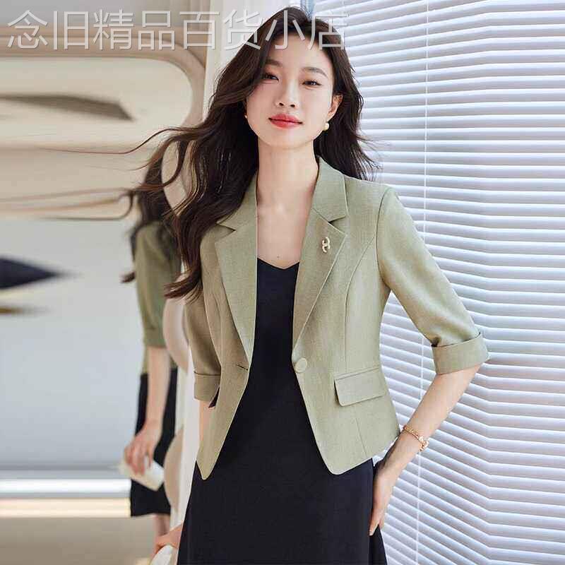 西装外套女春夏薄款短款小个子新款高级感休闲中袖显瘦气质小西服