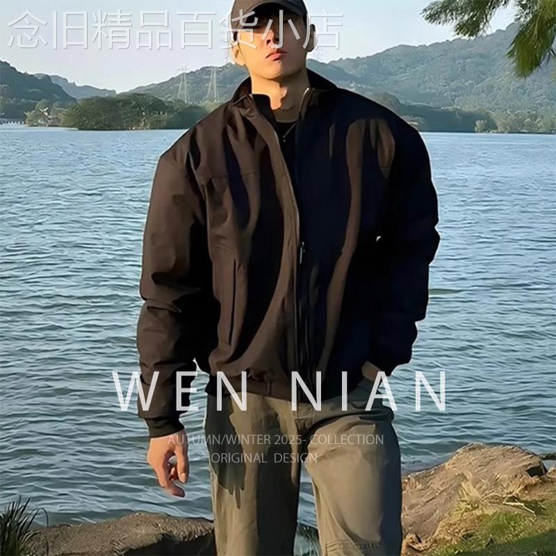 韩国WEN NIAN三防教练夹克外套男春秋季新款短款飞行服廓形棒球服