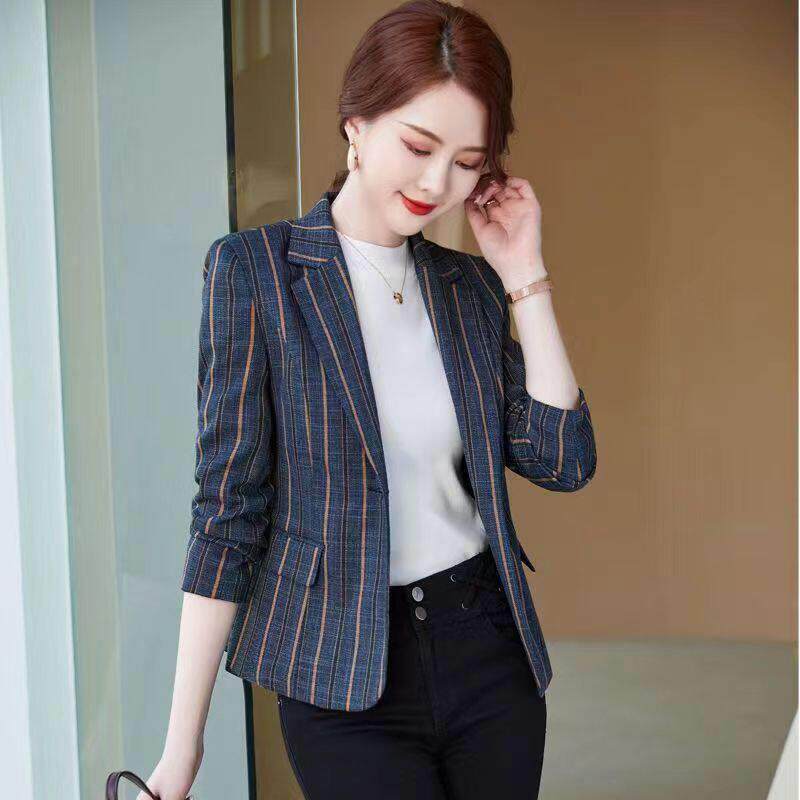 小个子西装外套女短款2025春秋新款英伦风条纹气质休闲小西服上衣