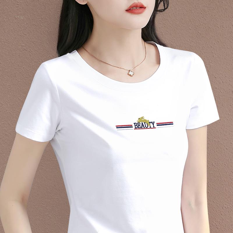 潮牌CVY短袖t恤女2025夏季新款时尚洋气宽松显瘦百搭纯棉圆领上衣