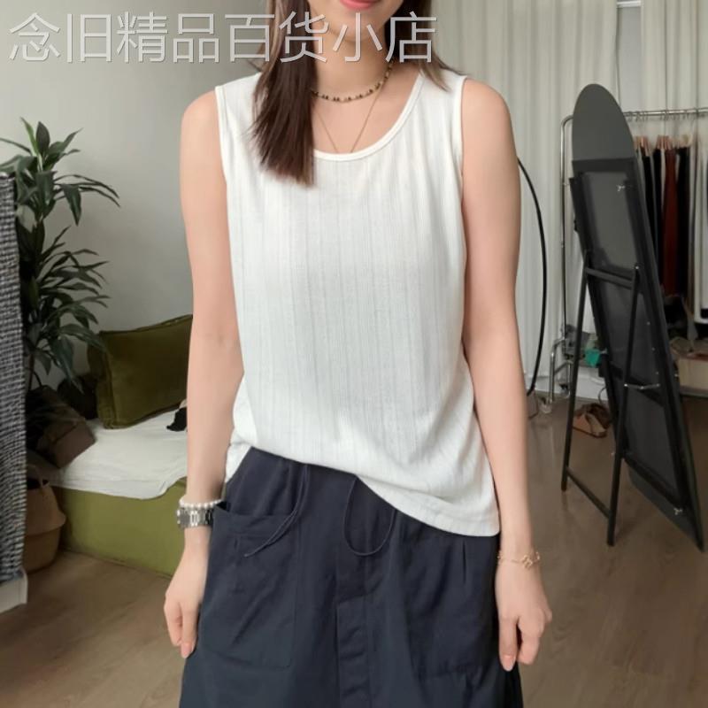 韩国大码宽松休闲打底无袖吊带背心女夏季新款胖mm圆领内搭小上衣