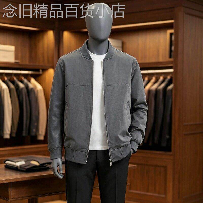 香港纯棉外套男秋冬宽松大码美式休闲帅气工装外套棒球服夹克