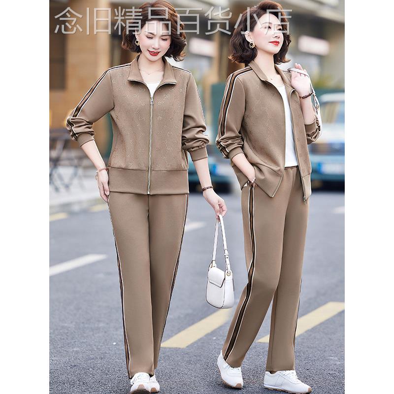 中老年人女装运动服两件套2025新款春秋洋气中年妈妈外套休闲套装