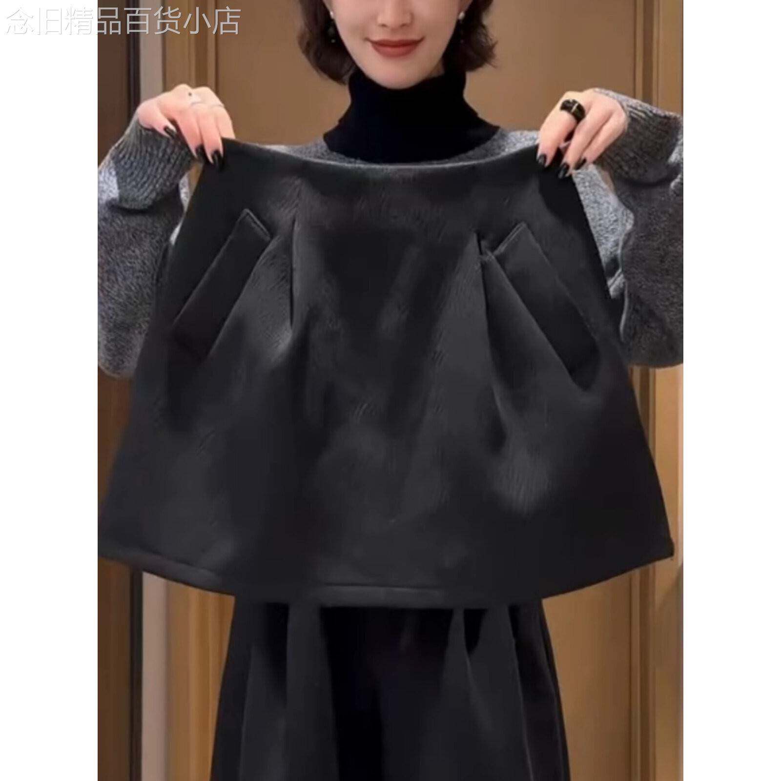 大码胖妹妹高级感毛呢短裙子女春秋新款加厚高腰显瘦a字半身裙潮