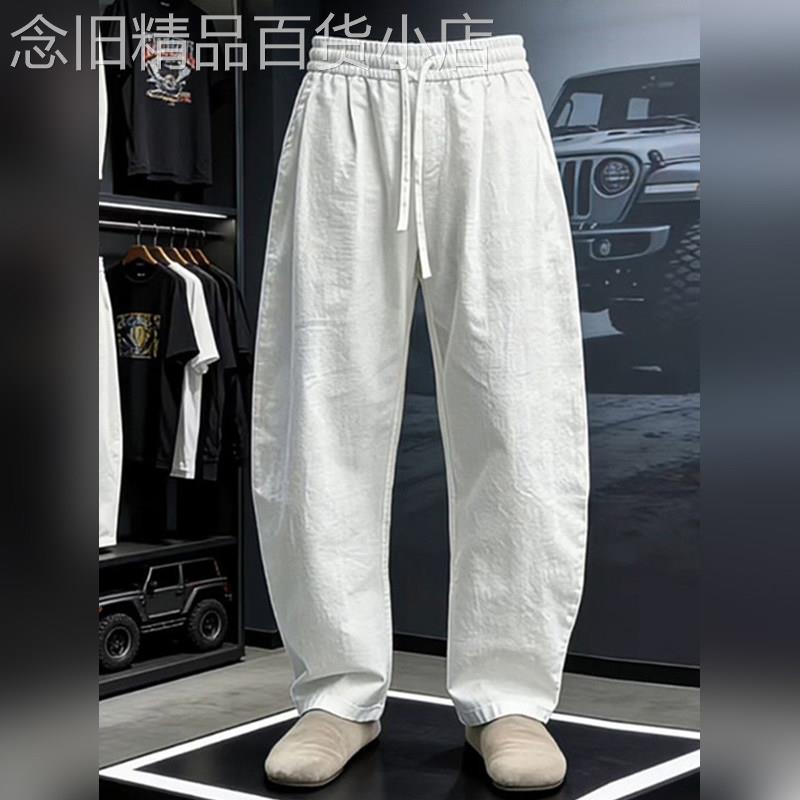 轻奢高端老钱风亚麻弯刀裤男夏季薄款速干冰丝棉麻裤子防晒山本裤图片