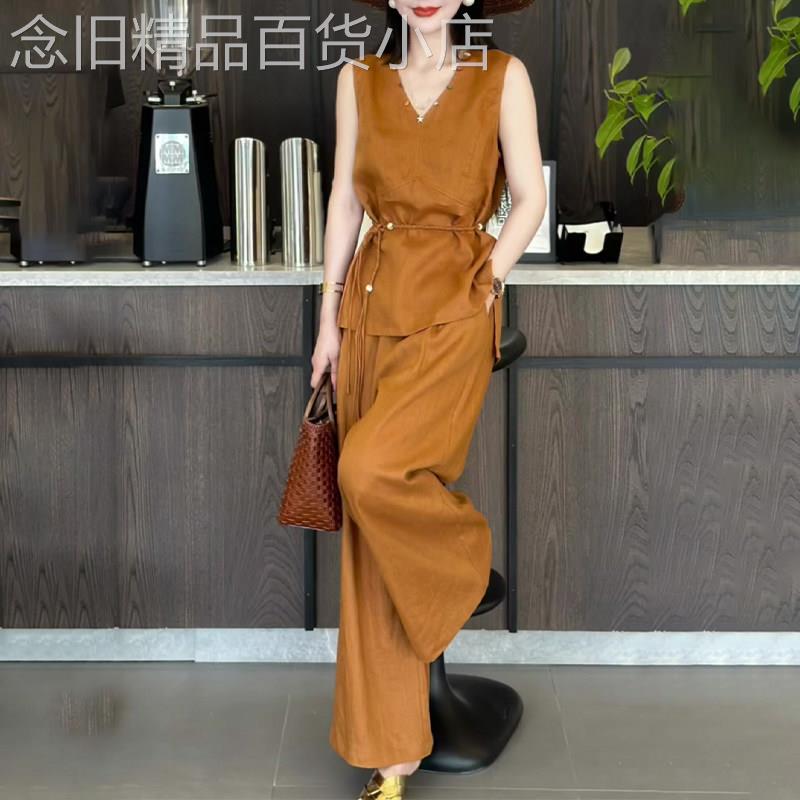 修身显瘦休闲轻熟套装2026年夏季新款收腰时尚高级质感黄色马甲女
