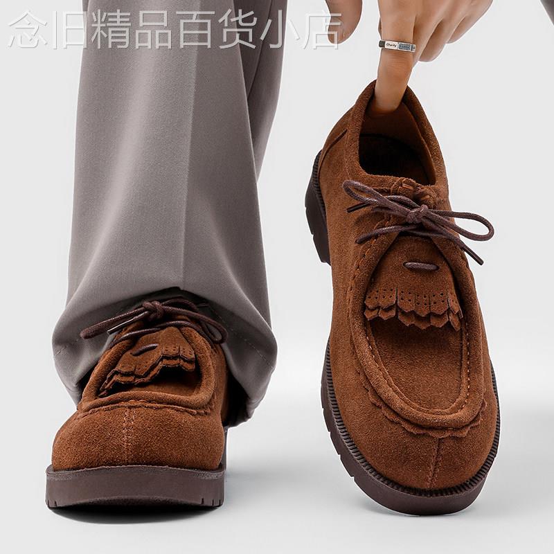 【高品质】老钱风乐福鞋男款一脚蹬流苏豆豆鞋德比鞋商务正装皮鞋