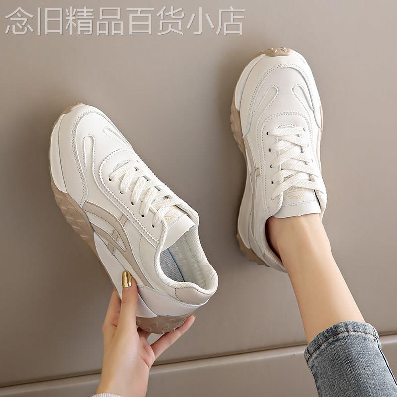 韩版潮牌小白鞋女2025春季新款真皮阿甘鞋软底德训鞋学生跑步鞋春