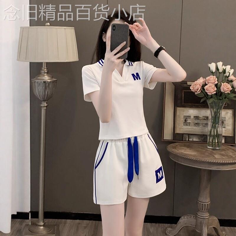休闲运动套装女夏季2026年新款韩版时尚减龄polo衫短袖短裤两件套