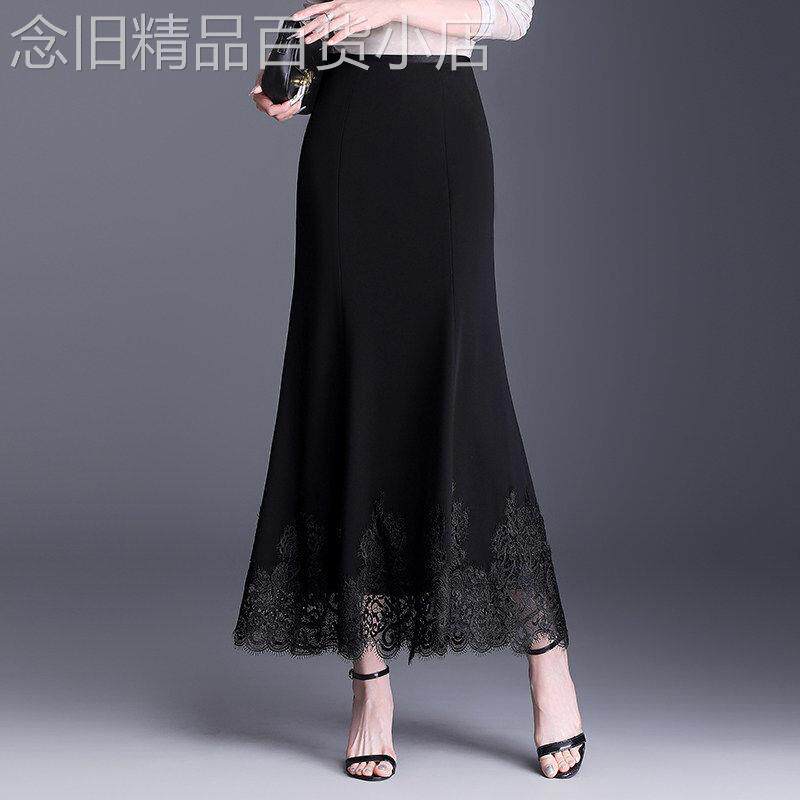 蕾丝鱼尾裙半身裙女2026春新款高腰显瘦中长版直筒包臀裙一步长裙