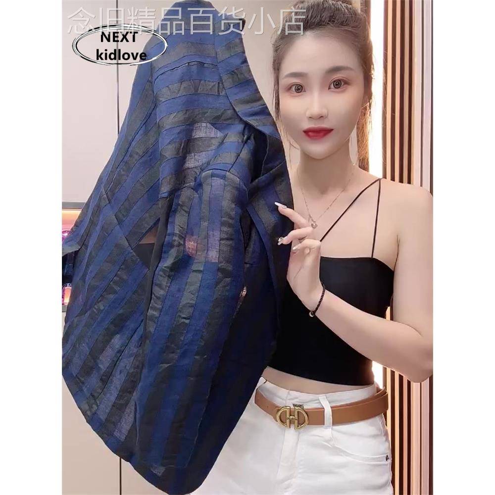 香港春夏薄款条纹西装外套女修身显瘦时尚百搭一粒扣西服开衫上衣