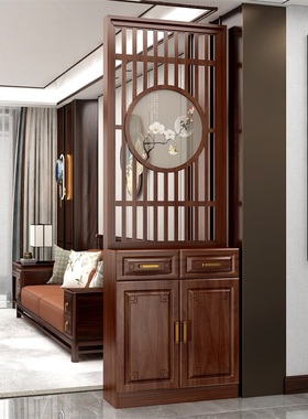 屏风隔断客厅2025年新款入户门正对门遮挡木质玄关置物架鞋柜一体