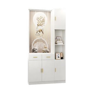 屏风隔断客厅简约现代进门入户双面实木置物架酒柜正对大门玄关柜