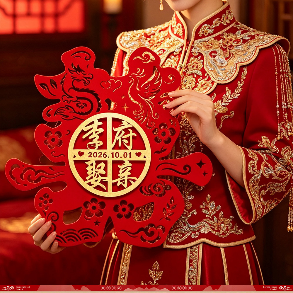 结婚用品可定制姓氏婚房装饰婚礼布置卧室大门婚庆喜字门贴纸专用