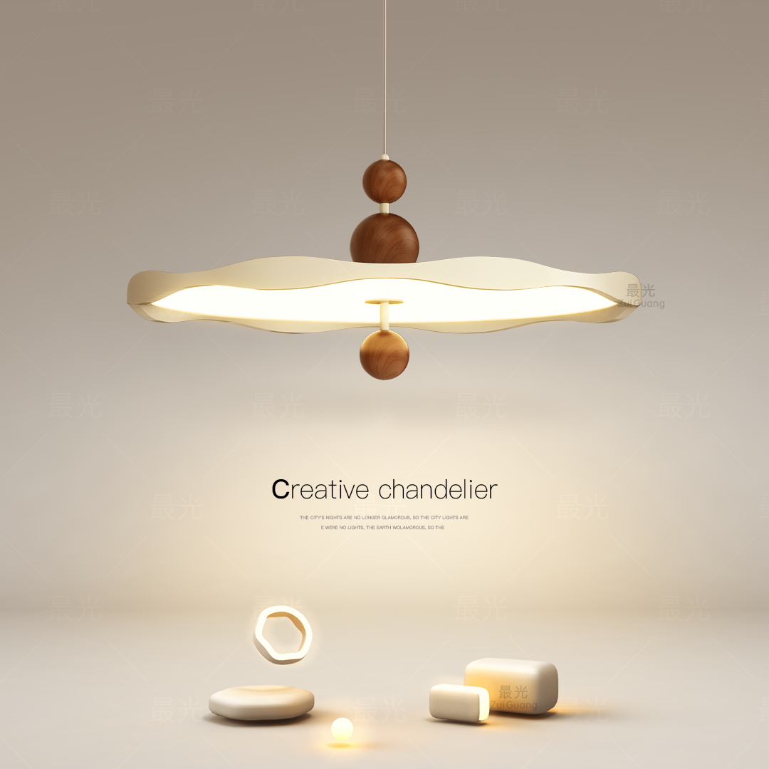 中古风餐厅灯新款胡桃木色吊灯