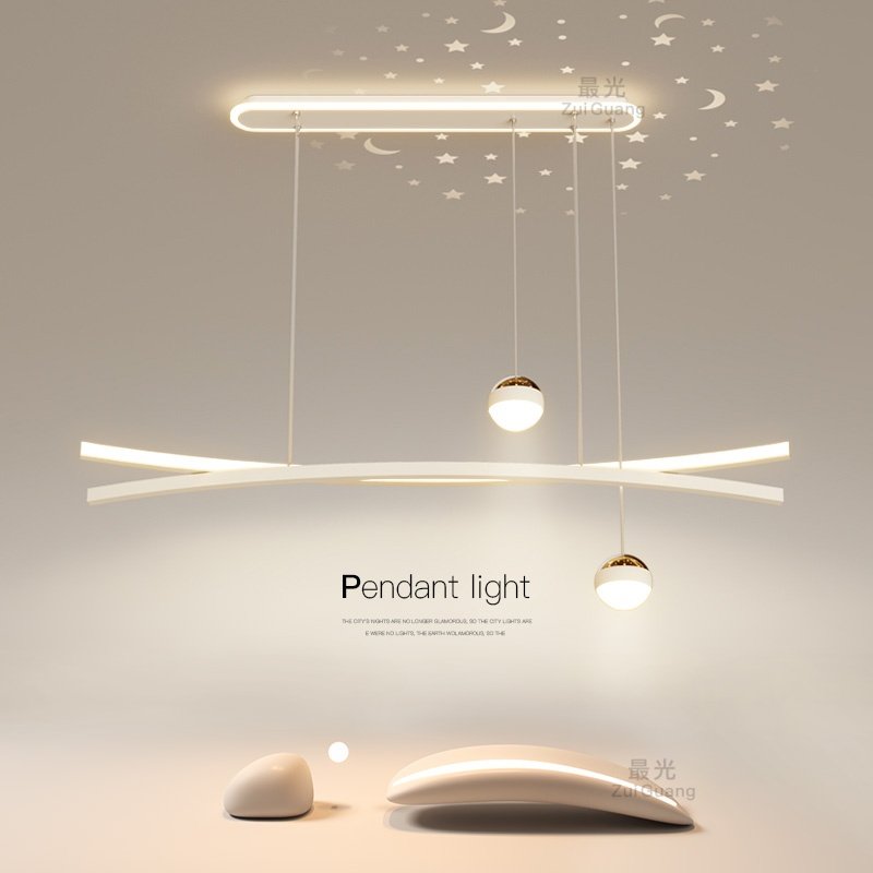 最光温馨餐厅灯led吊灯高颜值超亮长条灯星空投影灯新型岛台灯具,家装灯饰光源,餐厅吊灯,淘宝优惠券,粉丝福利购,淘宝优惠卷