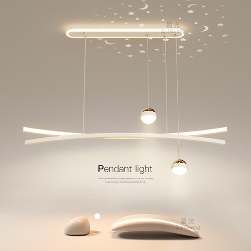 最光温馨浪漫餐厅led长条吊灯
